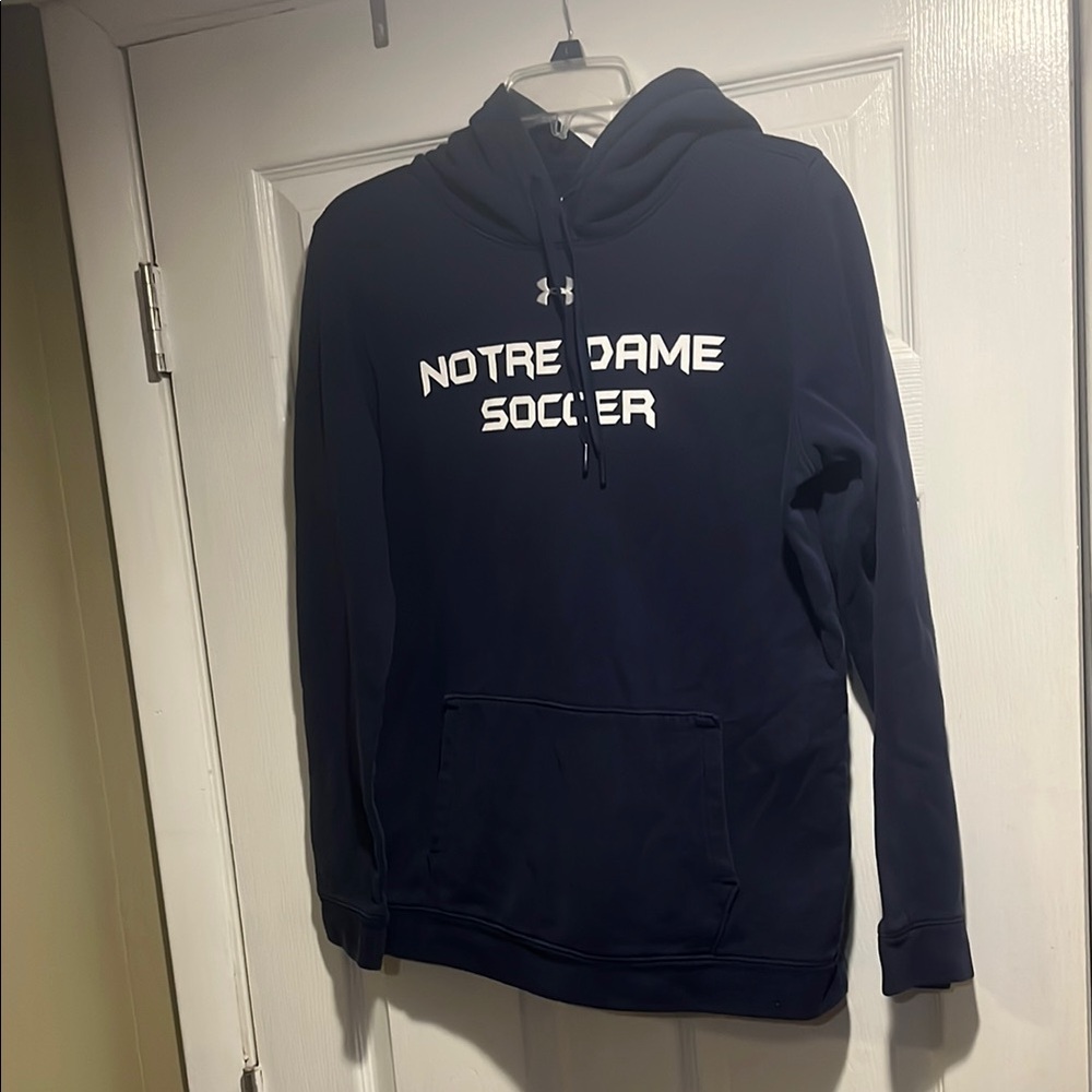 Under Armour Notre Dame Soccer Hoodie Mens Sz Med Navy Blue/ White
